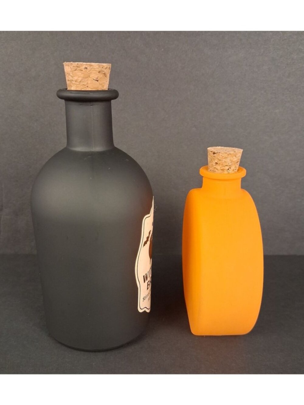 A Pair of Halloween Themed Glass Potion Bottles w/Cork Witch's Brew & Fortune Te - Picture 2 of 10